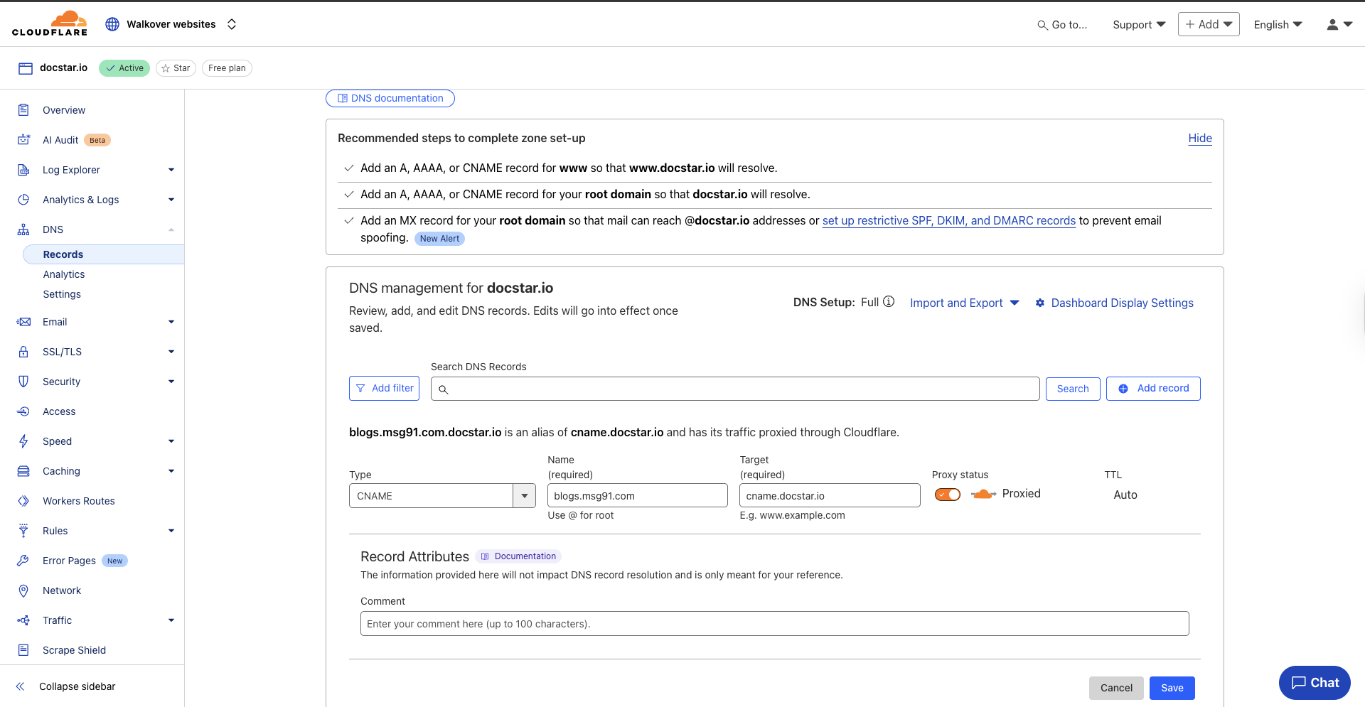 CNAME record details